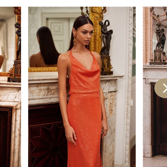 Stella Amour Orange Sequin Dress - Picture 3 of 13